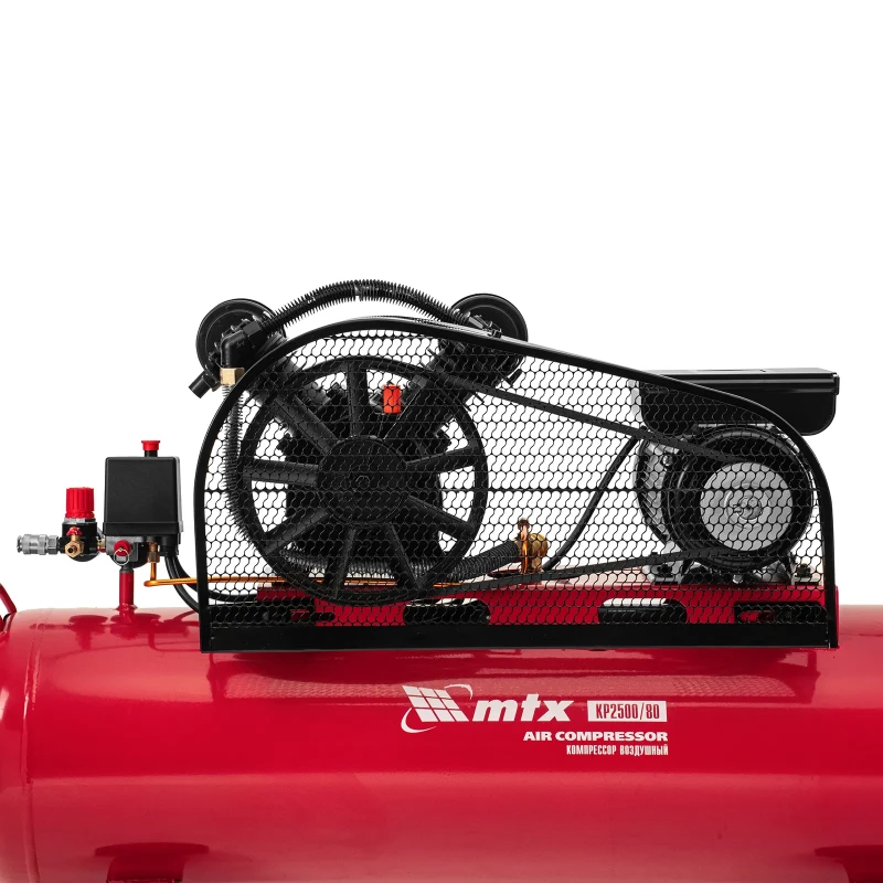 Компрессор воздушный ременный привод КР2500/80, 2,5 кВт, 80 литров, 420 л/мин МТХ