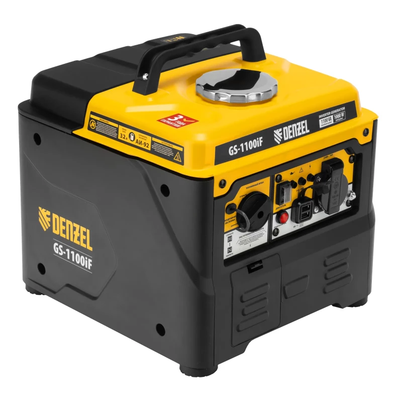 Генератор инверторный GS-1100iF, 1,1 кВт, 230 В, ручной старт DENZEL